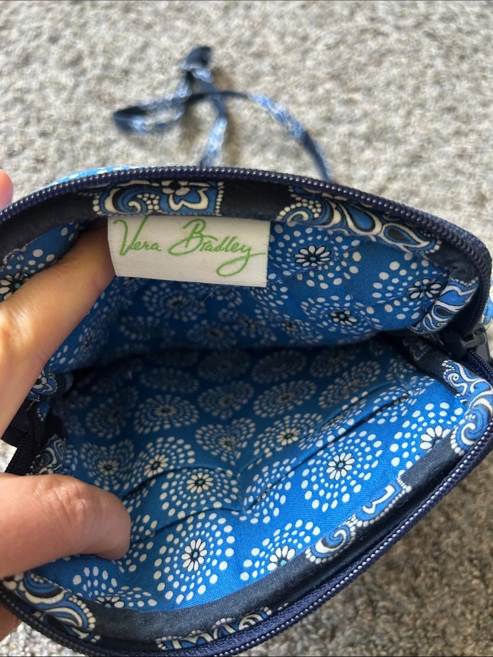 Vera Bradley Navy and Light Blue Quilted Crossbody with Matching Wallet